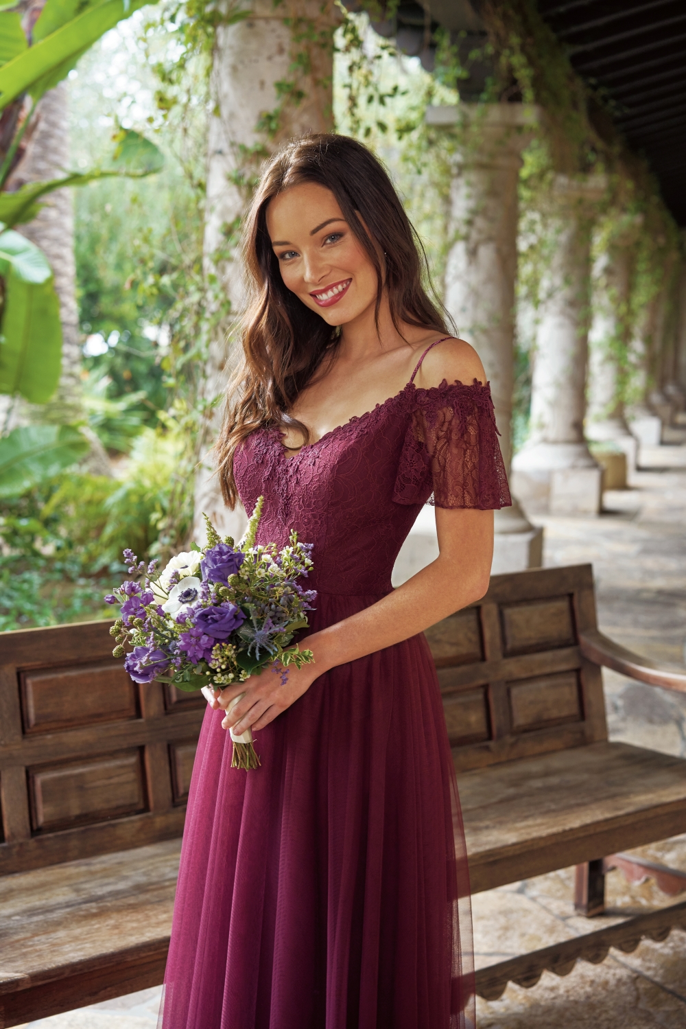 off-the-shoulder-burgundy-bridesmaid-dress