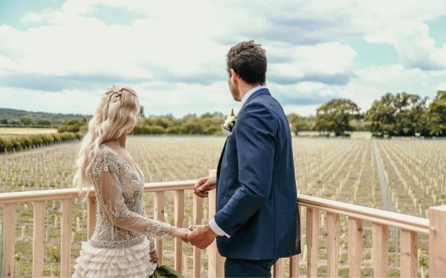 couple at vineyard wedding